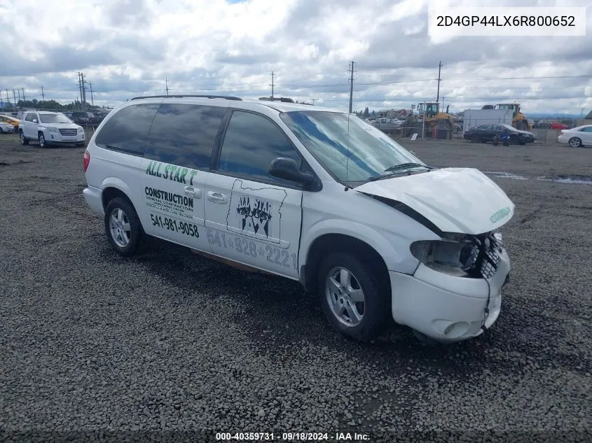 2006 Dodge Grand Caravan Sxt VIN: 2D4GP44LX6R800652 Lot: 40359731