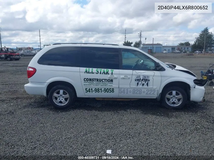 2006 Dodge Grand Caravan Sxt VIN: 2D4GP44LX6R800652 Lot: 40359731