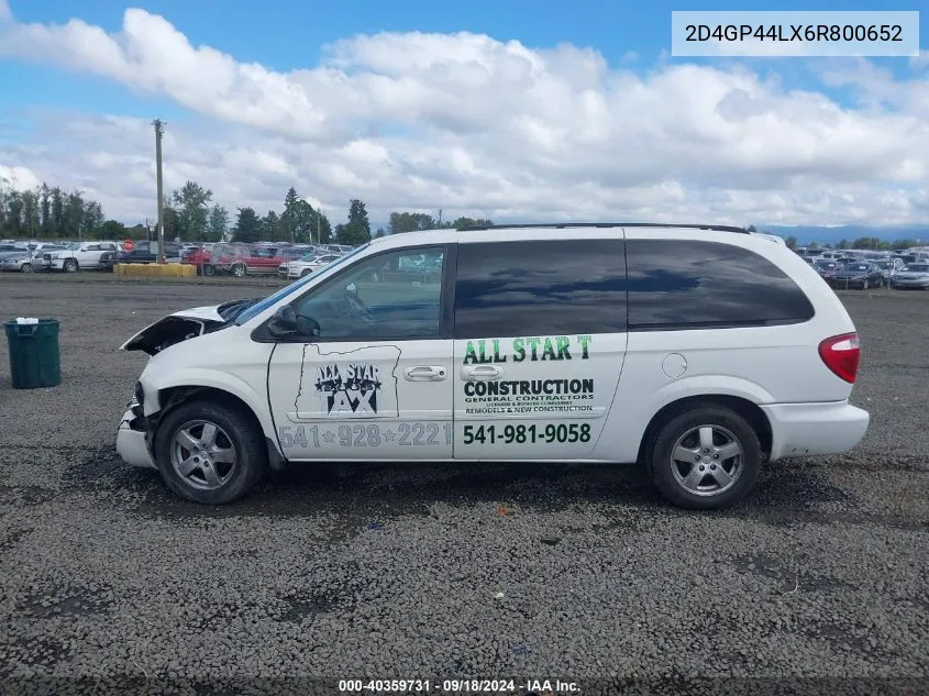 2006 Dodge Grand Caravan Sxt VIN: 2D4GP44LX6R800652 Lot: 40359731