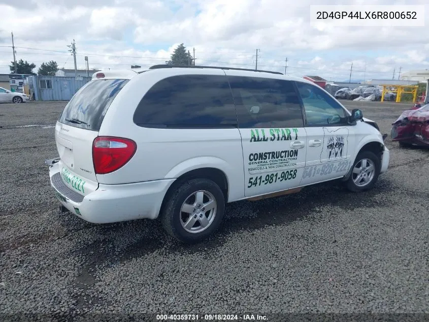 2006 Dodge Grand Caravan Sxt VIN: 2D4GP44LX6R800652 Lot: 40359731