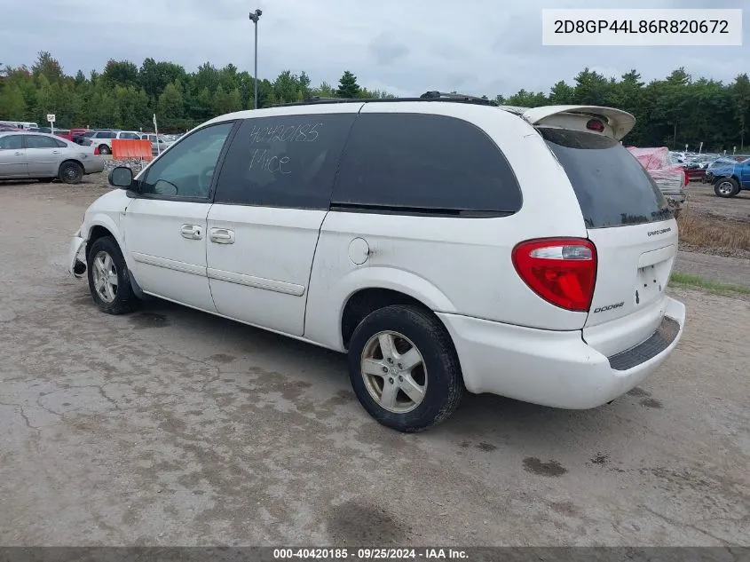 2D8GP44L86R820672 2006 Dodge Grand Caravan Sxt