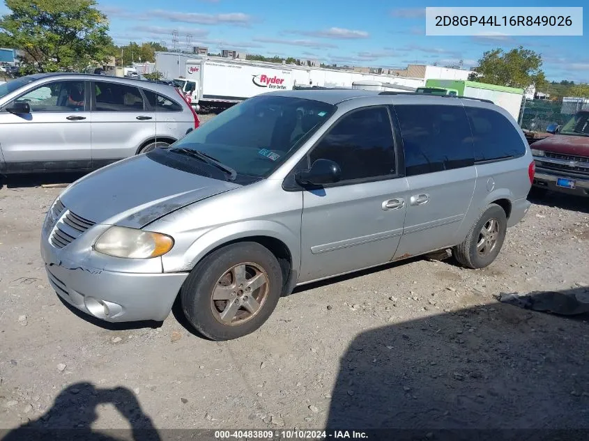 2006 Dodge Grand Caravan Sxt VIN: 2D8GP44L16R849026 Lot: 40483809