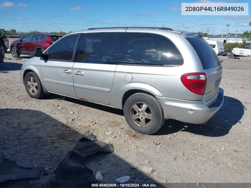 2006 Dodge Grand Caravan Sxt VIN: 2D8GP44L16R849026 Lot: 40483809