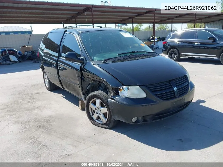 2006 Dodge Grand Caravan Sxt VIN: 2D4GP44L26R921062 Lot: 40487649