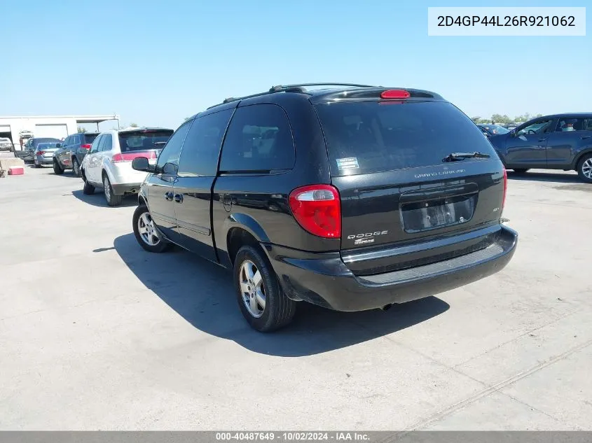 2006 Dodge Grand Caravan Sxt VIN: 2D4GP44L26R921062 Lot: 40487649