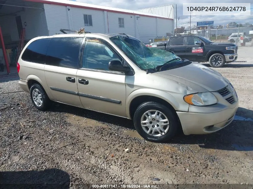 2006 Dodge Grand Caravan Se VIN: 1D4GP24R76B624778 Lot: 40617147