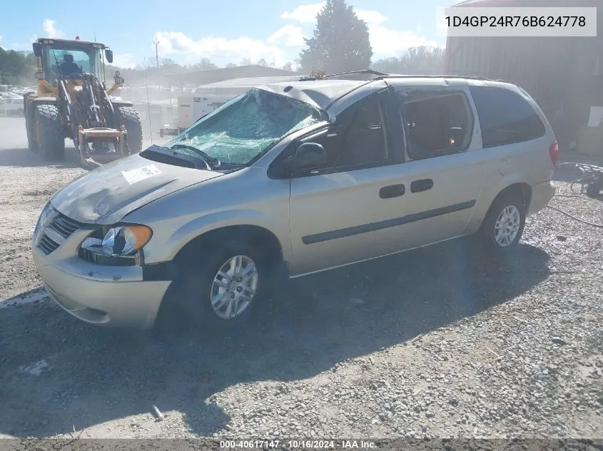 2006 Dodge Grand Caravan Se VIN: 1D4GP24R76B624778 Lot: 40617147