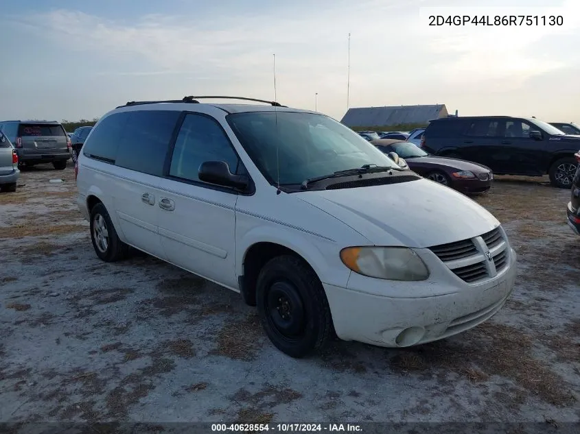 2006 Dodge Grand Caravan Sxt VIN: 2D4GP44L86R751130 Lot: 40628554