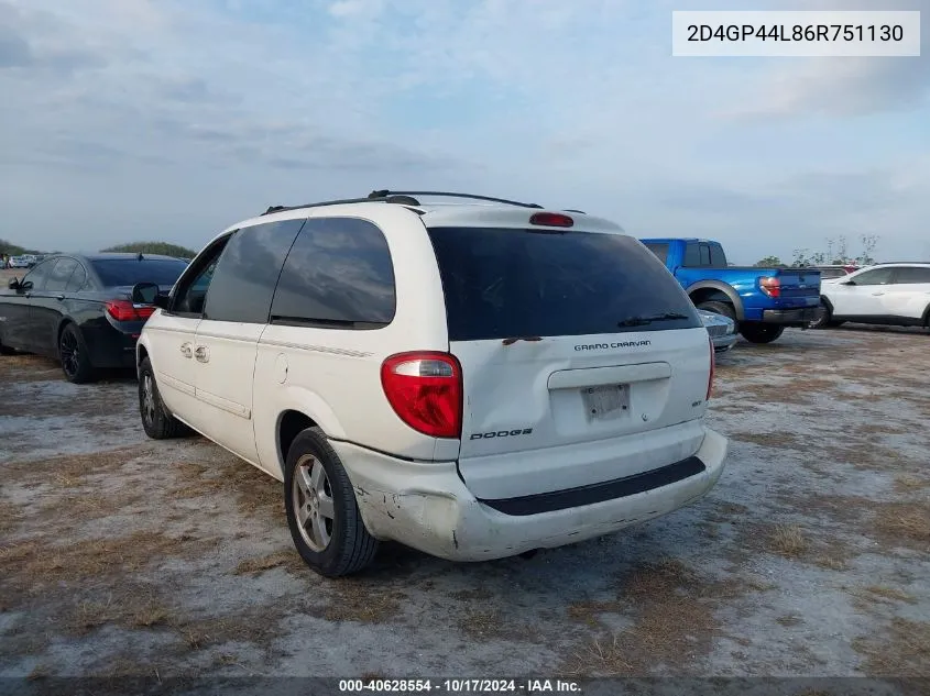 2006 Dodge Grand Caravan Sxt VIN: 2D4GP44L86R751130 Lot: 40628554