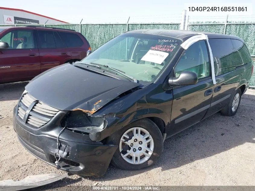 2006 Dodge Grand Caravan VIN: 1D4GP24R16B551861 Lot: 40628701