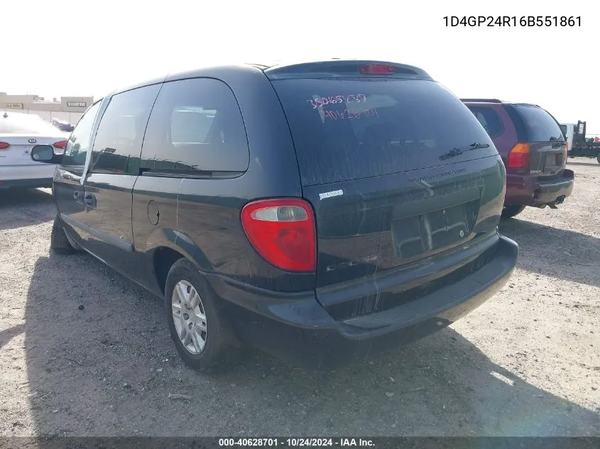 2006 Dodge Grand Caravan VIN: 1D4GP24R16B551861 Lot: 40628701