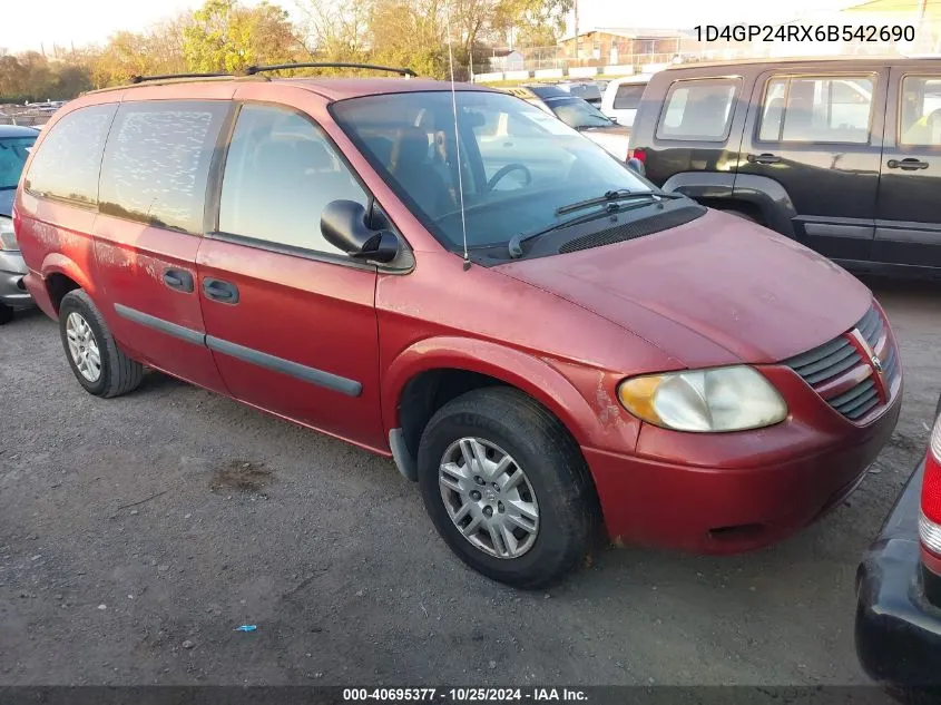 2006 Dodge Grand Caravan Se VIN: 1D4GP24RX6B542690 Lot: 40695377