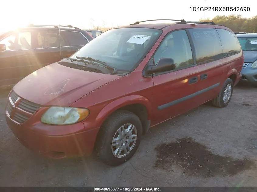 2006 Dodge Grand Caravan Se VIN: 1D4GP24RX6B542690 Lot: 40695377