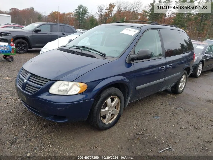 2006 Dodge Caravan Sxt VIN: 1D4GP45R36B502123 Lot: 40707250