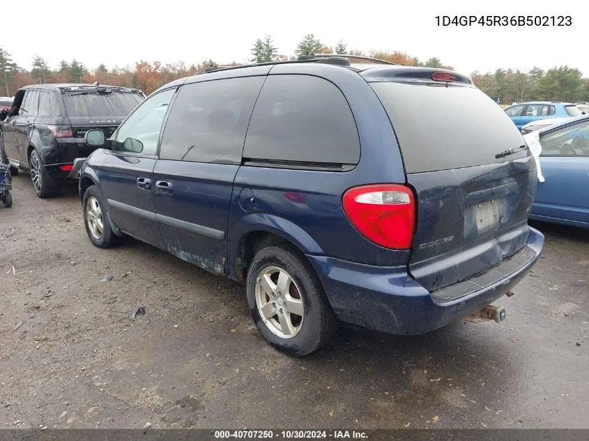 2006 Dodge Caravan Sxt VIN: 1D4GP45R36B502123 Lot: 40707250