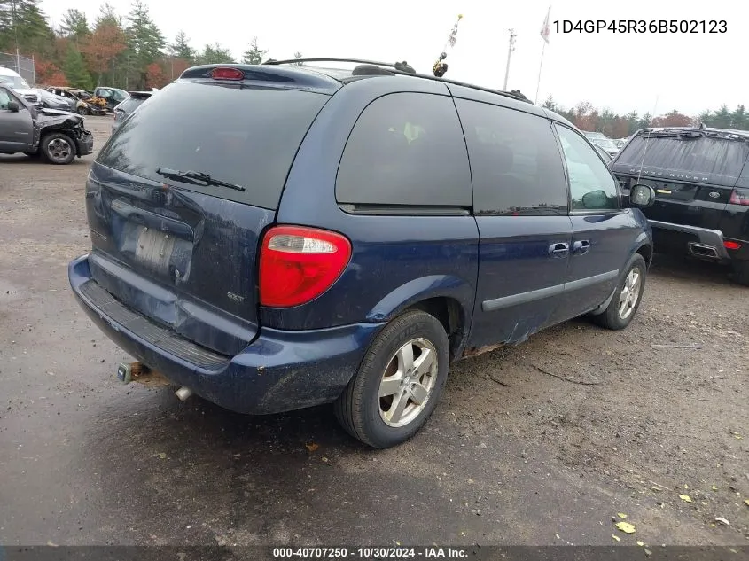 2006 Dodge Caravan Sxt VIN: 1D4GP45R36B502123 Lot: 40707250