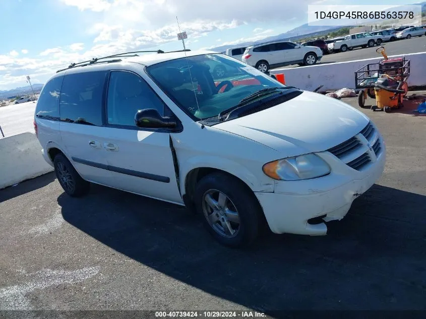 2006 Dodge Caravan Sxt VIN: 1D4GP45R86B563578 Lot: 40739424