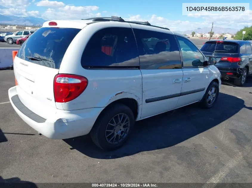 2006 Dodge Caravan Sxt VIN: 1D4GP45R86B563578 Lot: 40739424