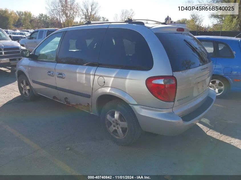 2006 Dodge Caravan Sxt VIN: 1D4GP45R66B540025 Lot: 40740842