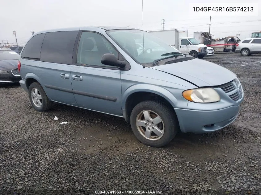 2006 Dodge Caravan Sxt VIN: 1D4GP45R16B574213 Lot: 40741963