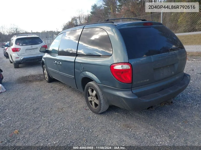 2006 Dodge Grand Caravan Sxt VIN: 2D4GP44L86R792616 Lot: 40803988