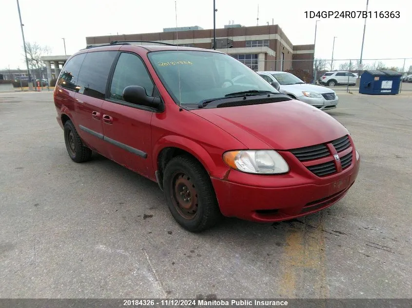 2007 Dodge Grand Caravan VIN: 1D4GP24R07B116363 Lot: 20184326