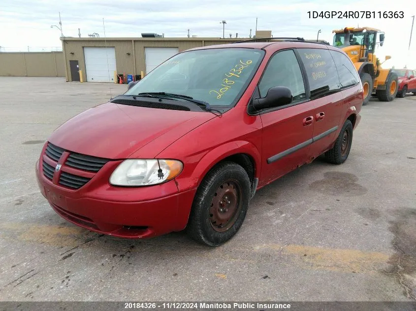 2007 Dodge Grand Caravan VIN: 1D4GP24R07B116363 Lot: 20184326