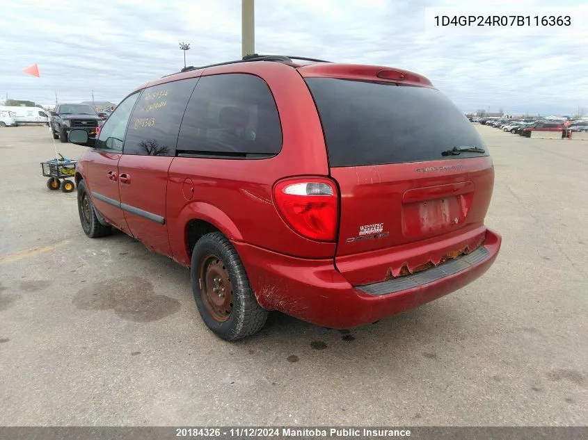 2007 Dodge Grand Caravan VIN: 1D4GP24R07B116363 Lot: 20184326