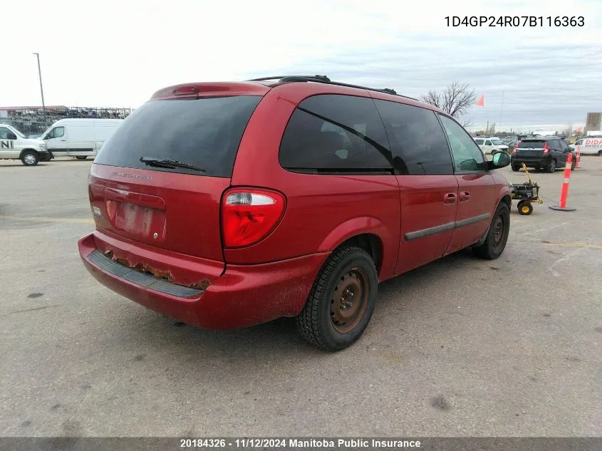 2007 Dodge Grand Caravan VIN: 1D4GP24R07B116363 Lot: 20184326