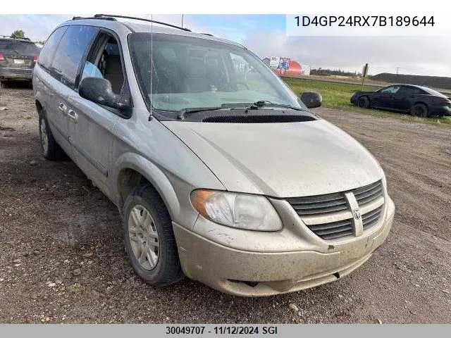 2007 Dodge Grand Caravan Se VIN: 1D4GP24RX7B189644 Lot: 30049707