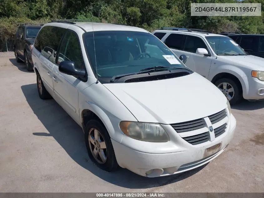 2007 Dodge Grand Caravan Sxt VIN: 2D4GP44L87R119567 Lot: 40147895