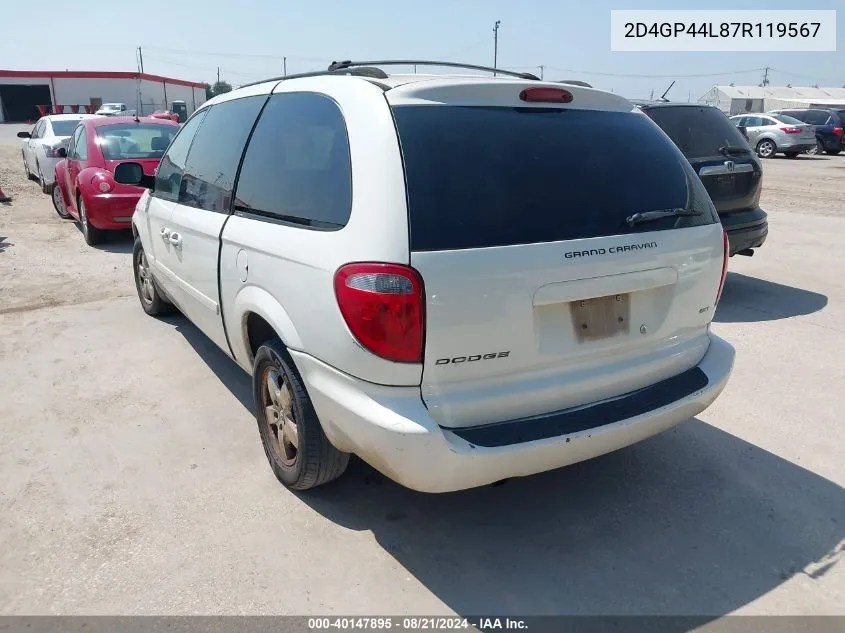 2007 Dodge Grand Caravan Sxt VIN: 2D4GP44L87R119567 Lot: 40147895