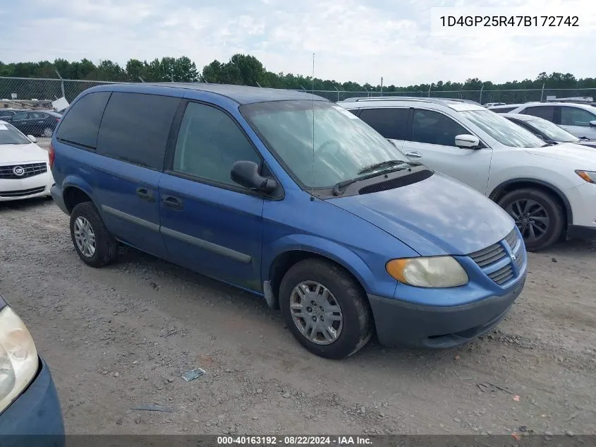 2007 Dodge Caravan Se VIN: 1D4GP25R47B172742 Lot: 40163192