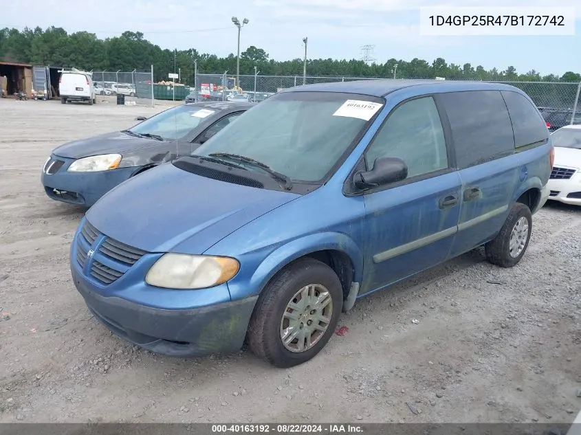 2007 Dodge Caravan Se VIN: 1D4GP25R47B172742 Lot: 40163192