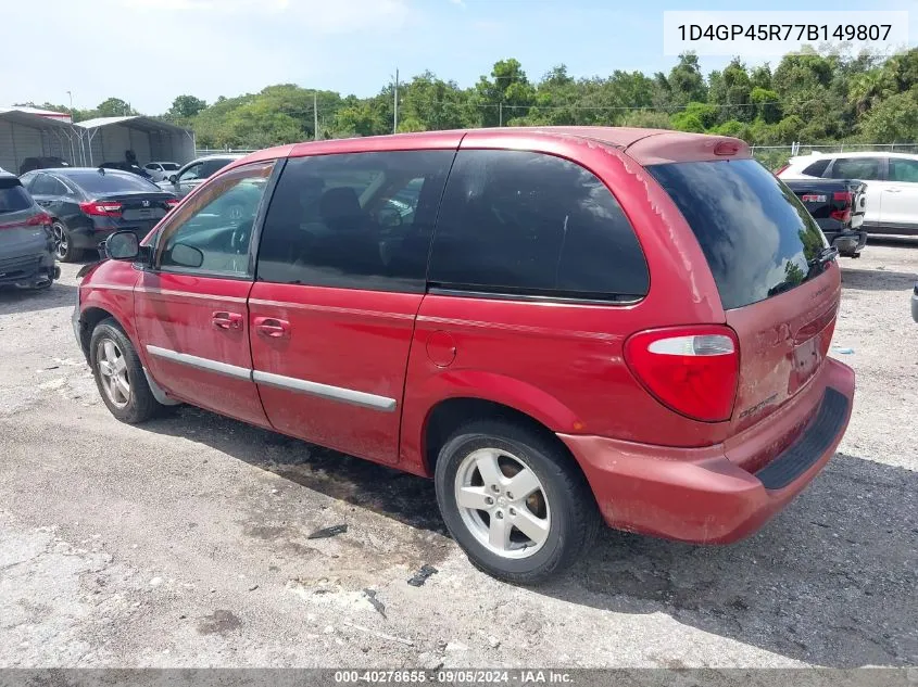 2007 Dodge Caravan Sxt VIN: 1D4GP45R77B149807 Lot: 40278655