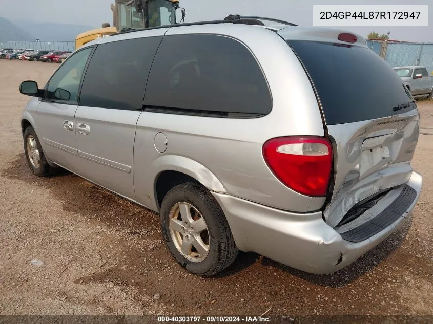 2007 Dodge Grand Caravan Sxt VIN: 2D4GP44L87R172947 Lot: 40303797