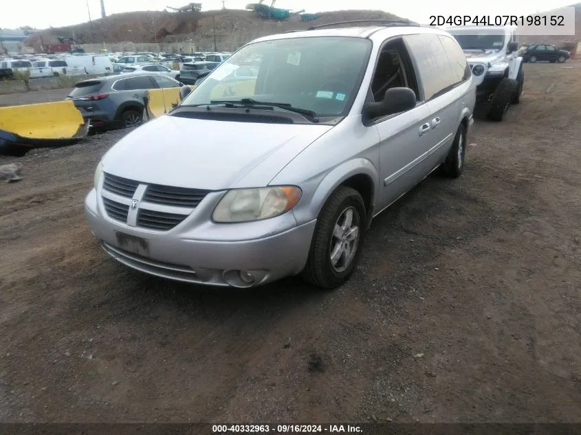 2007 Dodge Grand Caravan Sxt VIN: 2D4GP44L07R198152 Lot: 40332963