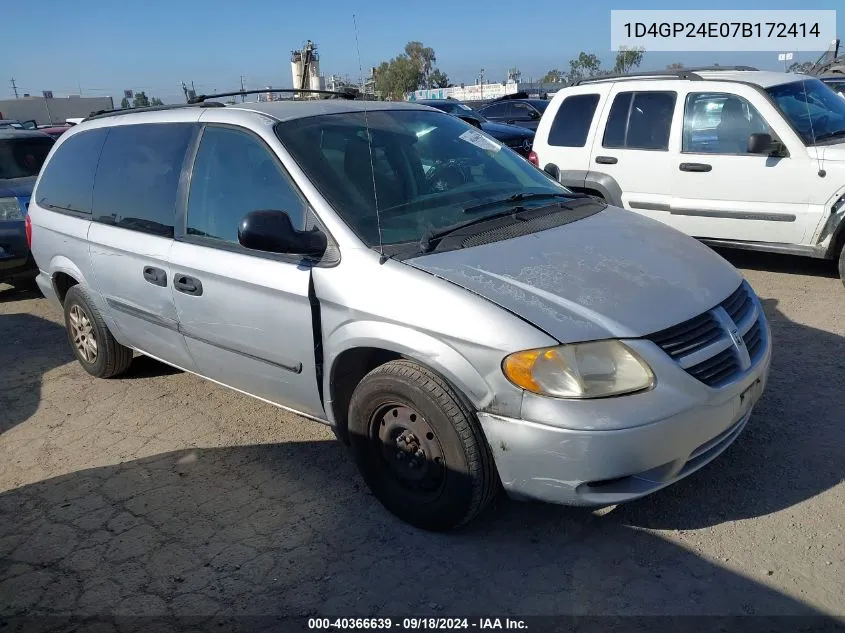 2007 Dodge Grand Caravan Se VIN: 1D4GP24E07B172414 Lot: 40366639