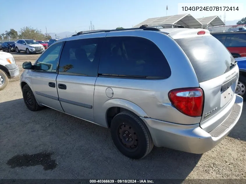 2007 Dodge Grand Caravan Se VIN: 1D4GP24E07B172414 Lot: 40366639