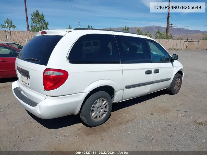 2007 Dodge Grand Caravan Se VIN: 1D4GP24R07B255649 Lot: 40427451