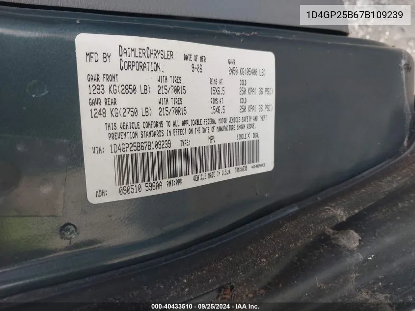 1D4GP25B67B109239 2007 Dodge Caravan Se