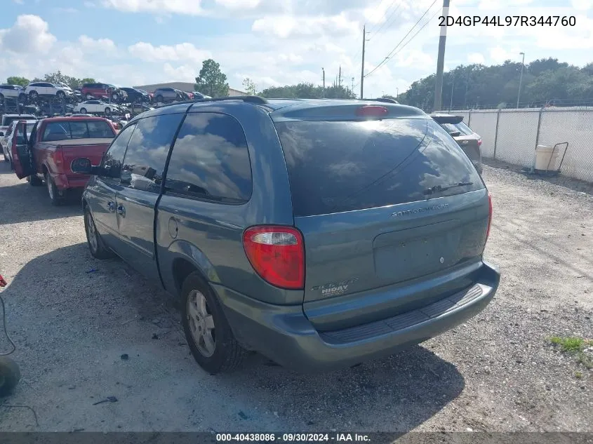 2007 Dodge Grand Caravan Sxt VIN: 2D4GP44L97R344760 Lot: 40438086