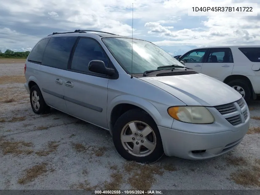 2007 Dodge Caravan Sxt VIN: 1D4GP45R37B141722 Lot: 40502555