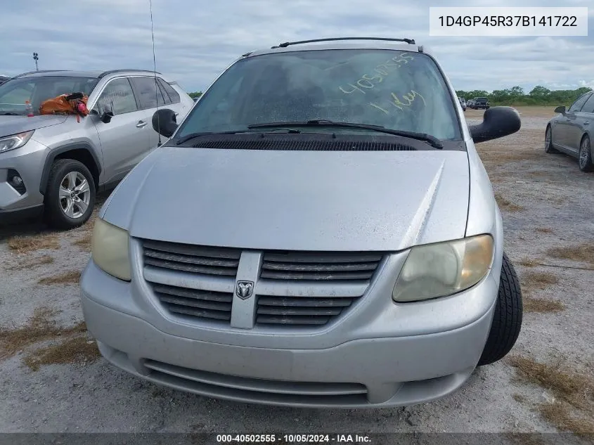 2007 Dodge Caravan Sxt VIN: 1D4GP45R37B141722 Lot: 40502555