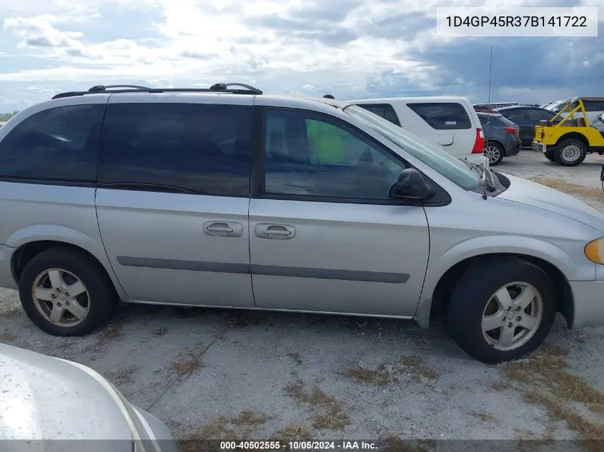 2007 Dodge Caravan Sxt VIN: 1D4GP45R37B141722 Lot: 40502555