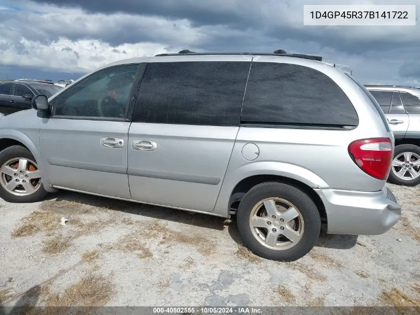 2007 Dodge Caravan Sxt VIN: 1D4GP45R37B141722 Lot: 40502555