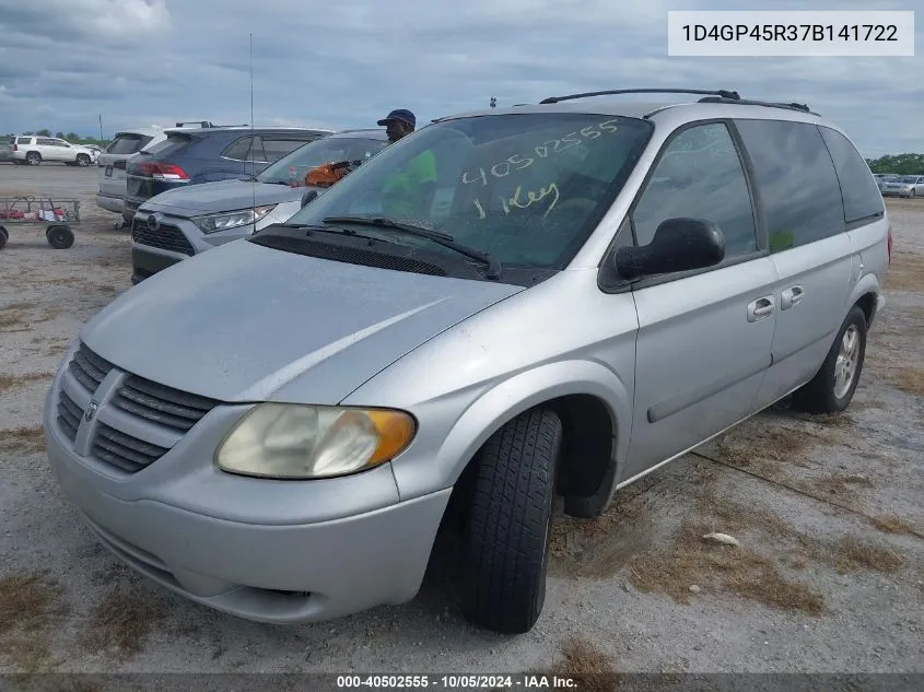 2007 Dodge Caravan Sxt VIN: 1D4GP45R37B141722 Lot: 40502555