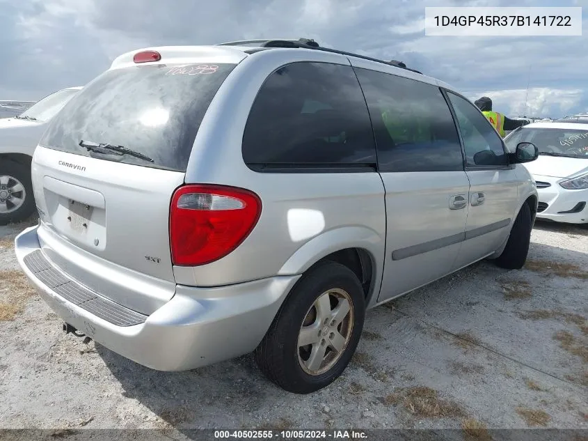 2007 Dodge Caravan Sxt VIN: 1D4GP45R37B141722 Lot: 40502555