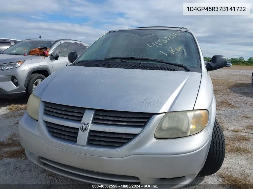 2007 Dodge Caravan Sxt VIN: 1D4GP45R37B141722 Lot: 40502555