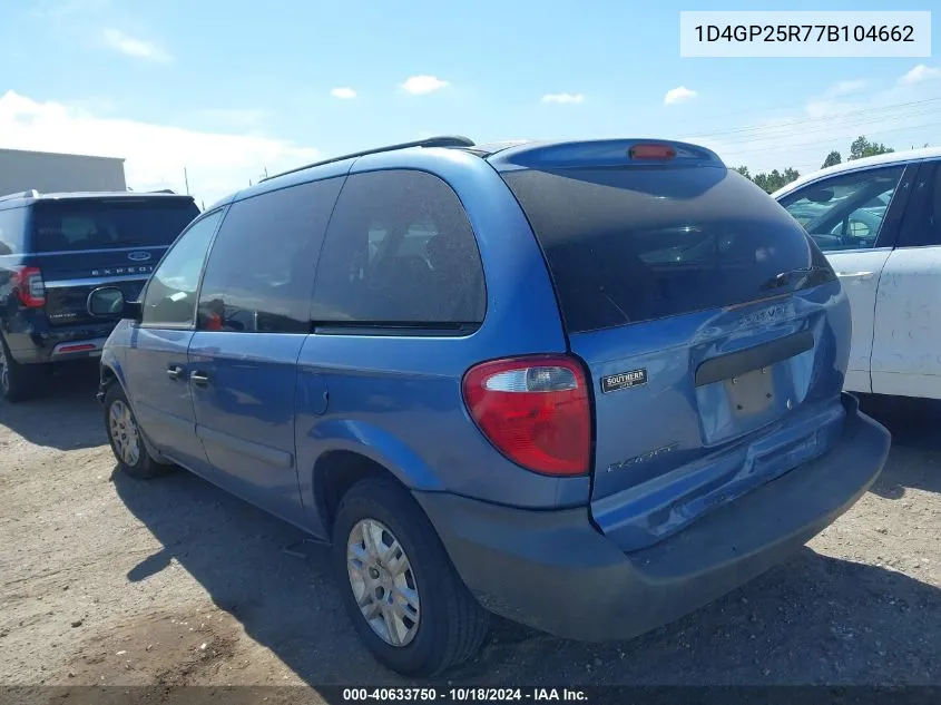 2007 Dodge Caravan Se VIN: 1D4GP25R77B104662 Lot: 40633750